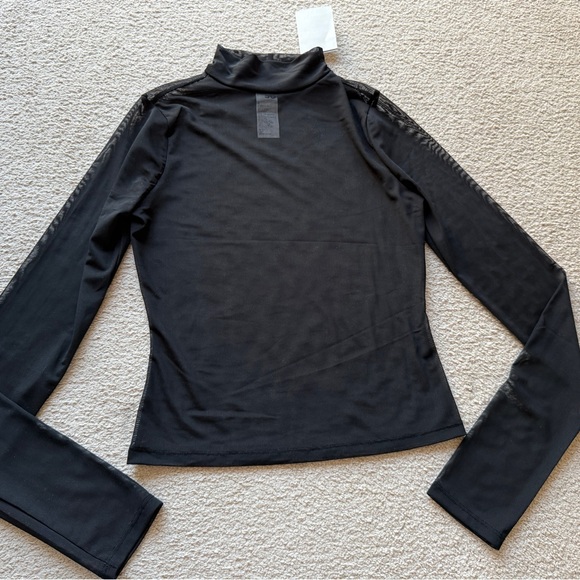SO Mock Neck Sheer Mesh Long Sleeve Top Shirt Tee Blouse Black Women’s Small New - Picture 3 of 10